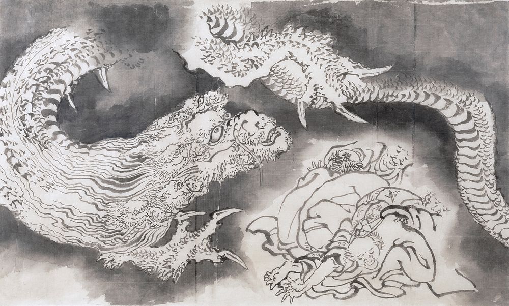 Dragon (19th century) vintage drawing by Katsushika Hokusai. Original public domain image from the Minneapolis Institute of…