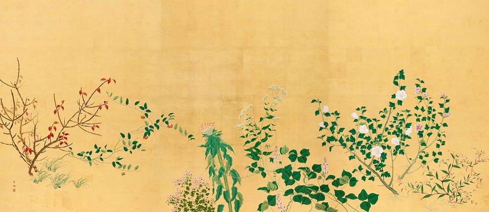 Flowers and Plants of the Four Seasons (1759-1818). Original public domain image by Yamaguchi Soken from The Los Angeles…