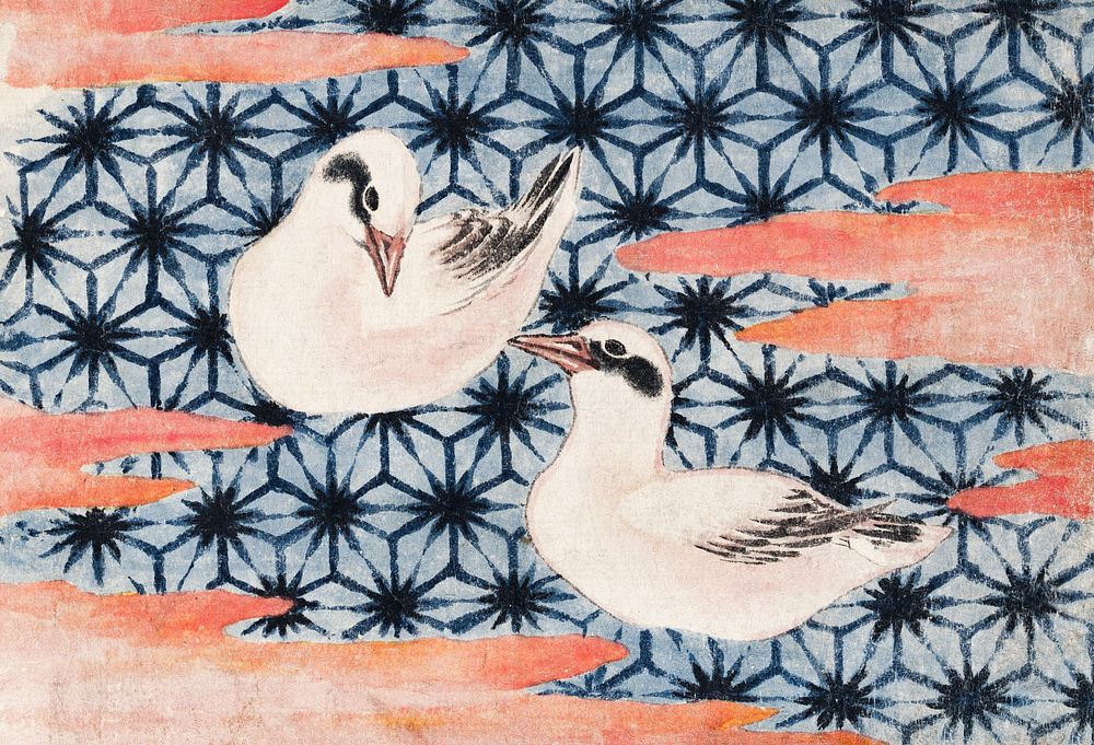 Katsushika Hokusai's birds, from Album of Sketches (1814) vintage Japanese woodblock prints. Original public domain image…