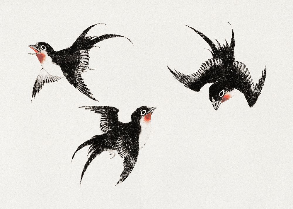 Katsushika Hokusai's birds, from Album of Sketches (1814) vintage Japanese woodblock prints. Original public domain image…
