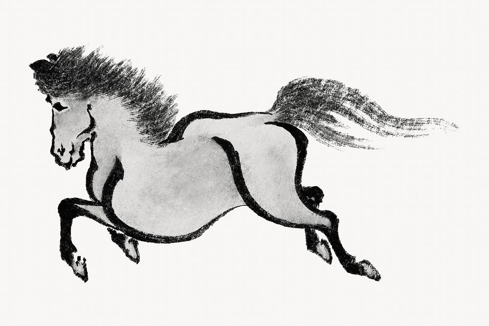 Japanese horse, vintage animal illustration. Remastered by rawpixel. 