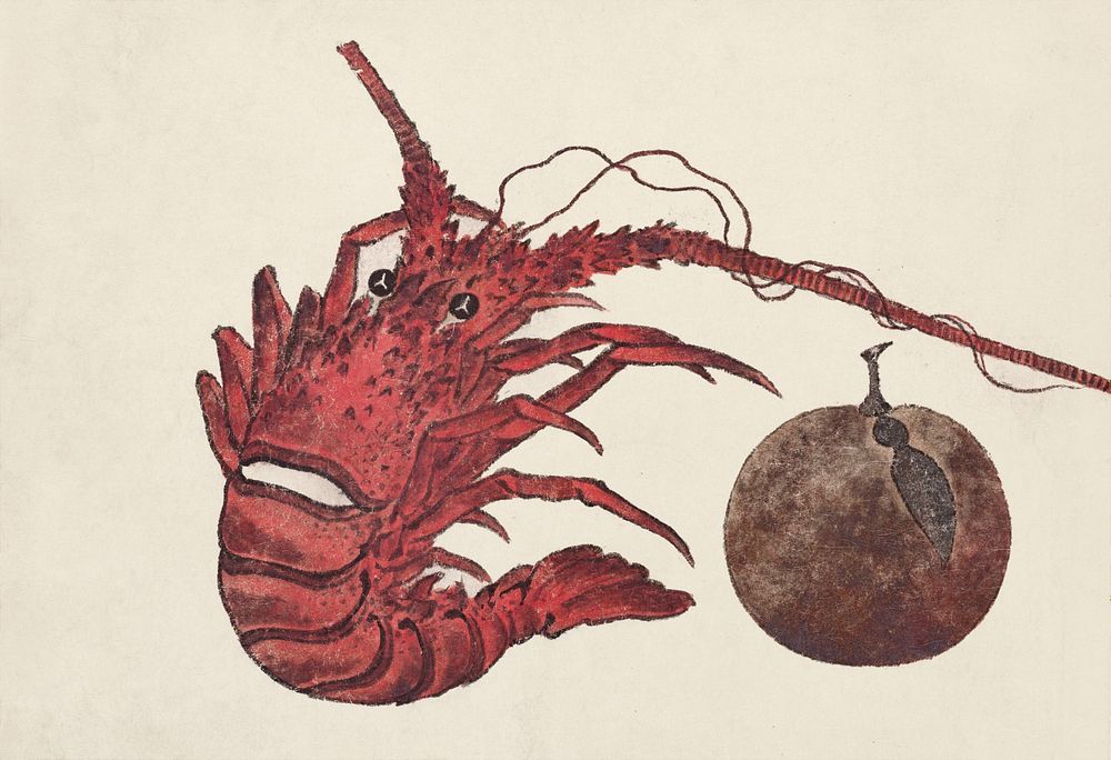 Japanese lobster (1615&ndash;1868) from Album of Sketches by Katsushika Hokusai and His Disciples. Original public domain…