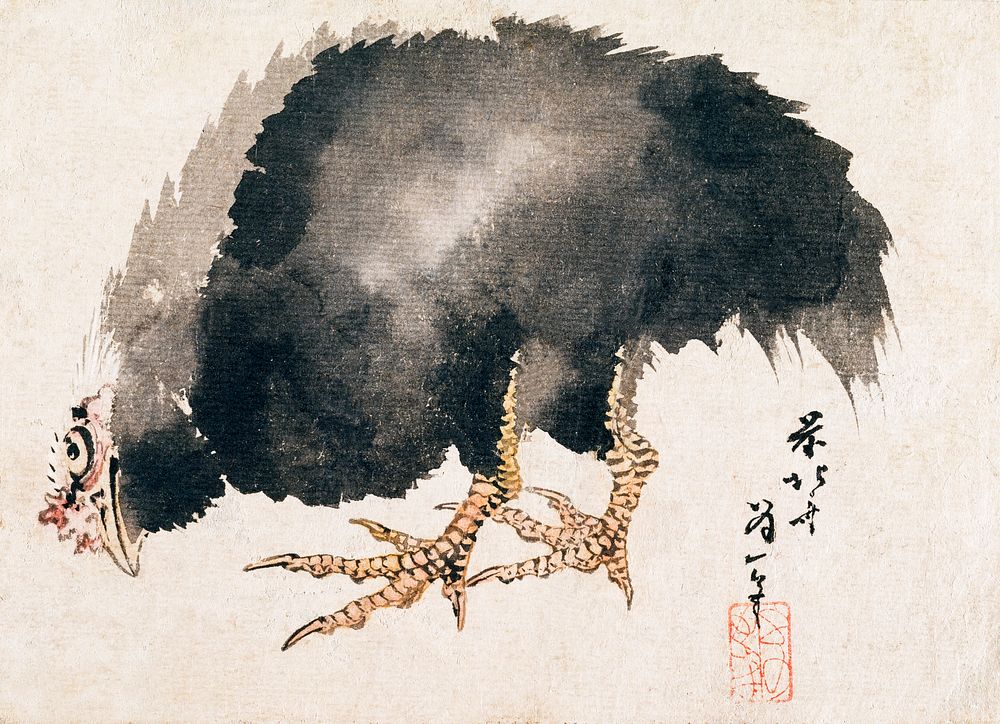 Katsushika Hokusai&rsquo;s cock (19th century) vintage painting. Original public domain image from The MET Museum.  …