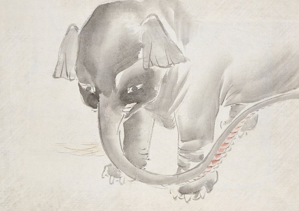 Japanese elephant (1797&ndash;1858 ) vintage painting by Utagawa Hiroshige. Original public domain image from The MET…