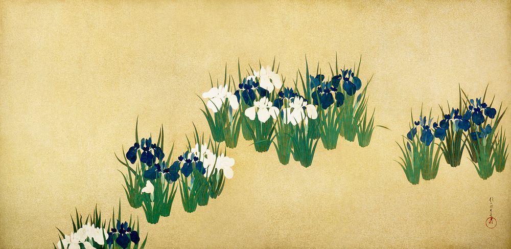 Irises flower (19th century) vintage Japanese painting by Sakai Hoitsu. Original public domain image from the Minneapolis…