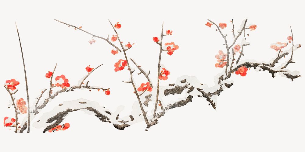 Vintage plum blossom psd.   Remastered by rawpixel. 