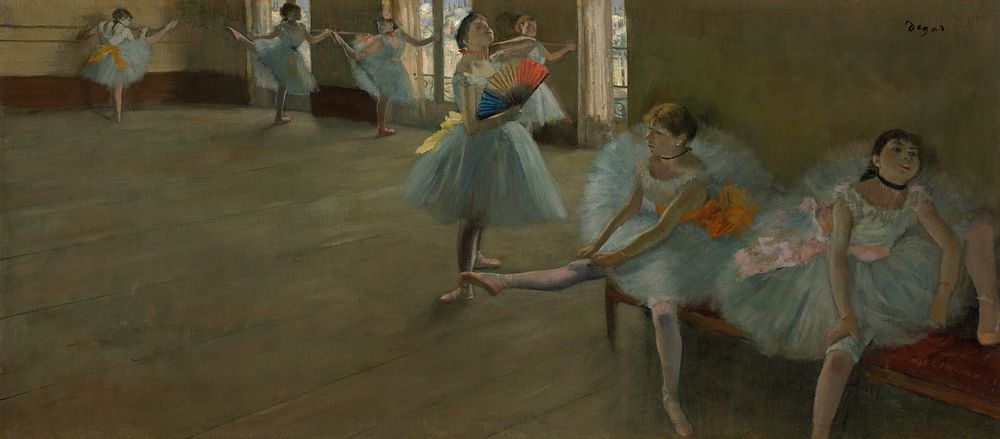 Edgar Degas's Dancers in the Classroom (c. 1880) famous painting.  