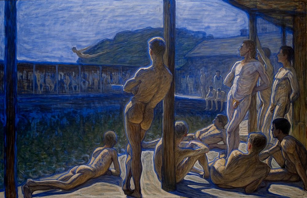 Naval Bathhouse (1907) painting in high resolution by Eugene Jansson. Original from the Thiel Gallery. 