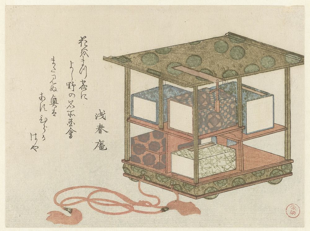 The Book Cart, Kubota Shunman, (c.1805 - c.1810) print in high resolution by Kubota Shunman. Original from the Rijksmuseum. 