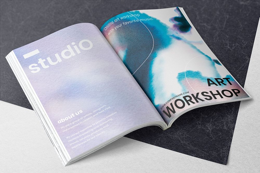 Chromatography magazine pages mockup psd in colorful aesthetic tone