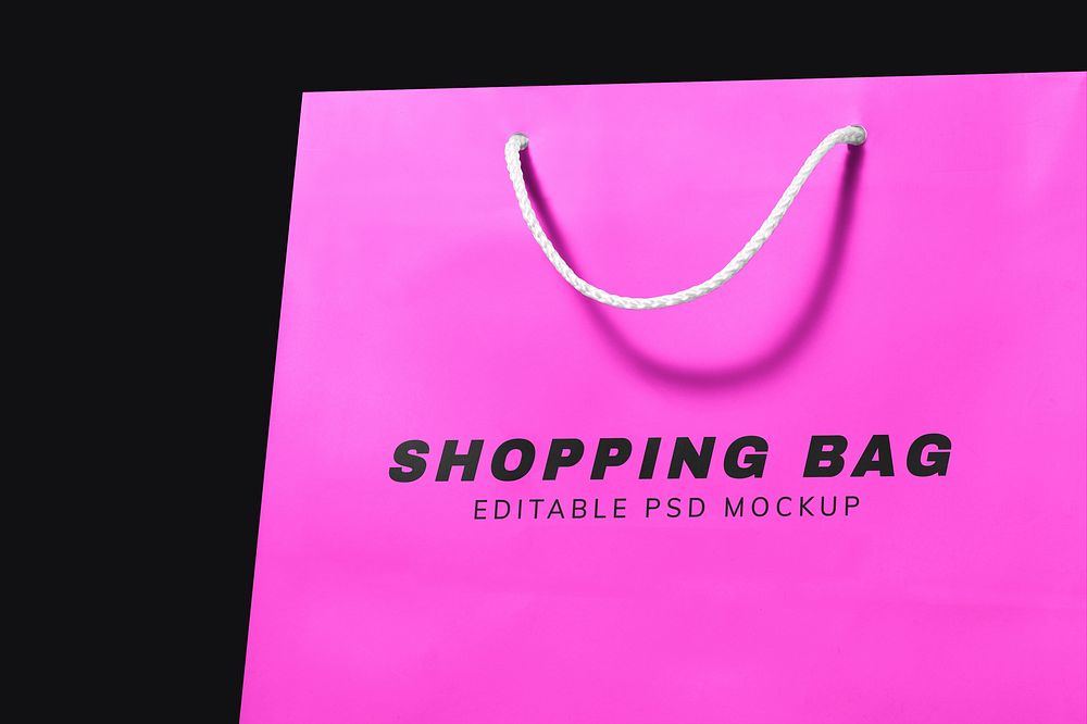 Pink shopping paper bag mockup psd