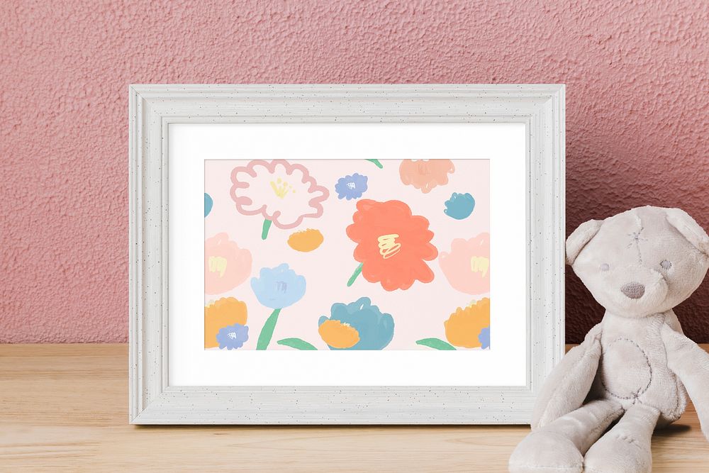 Photo frame mockup, kids room decor psd