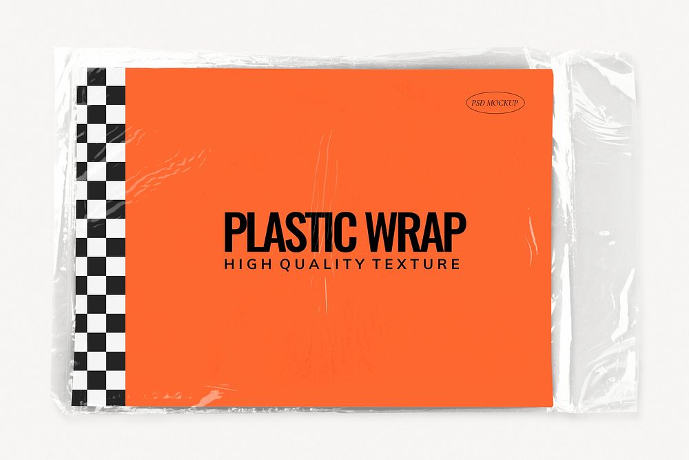 Plastic wrap mockup, product packaging design psd