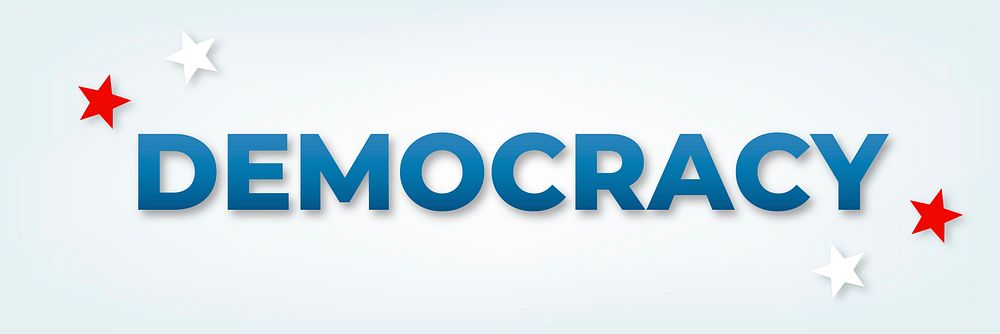 Democracy text typography vector with stars