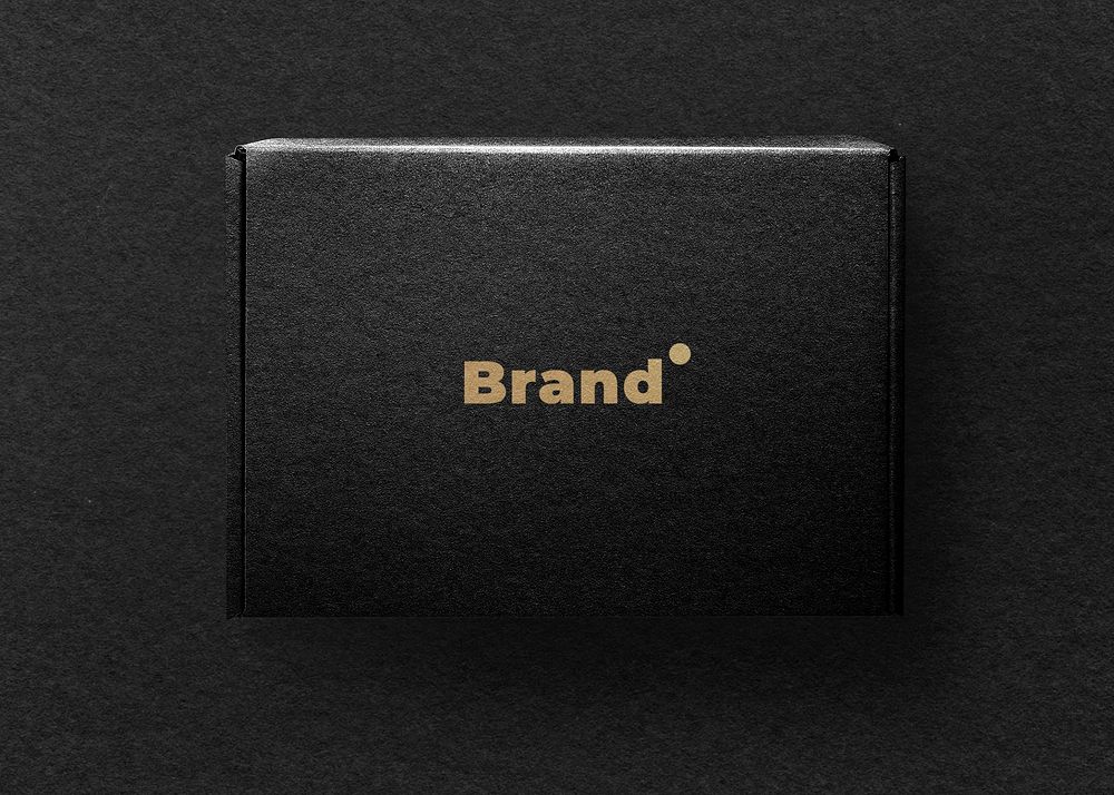Kraft box packaging mockup psd in black advertisement