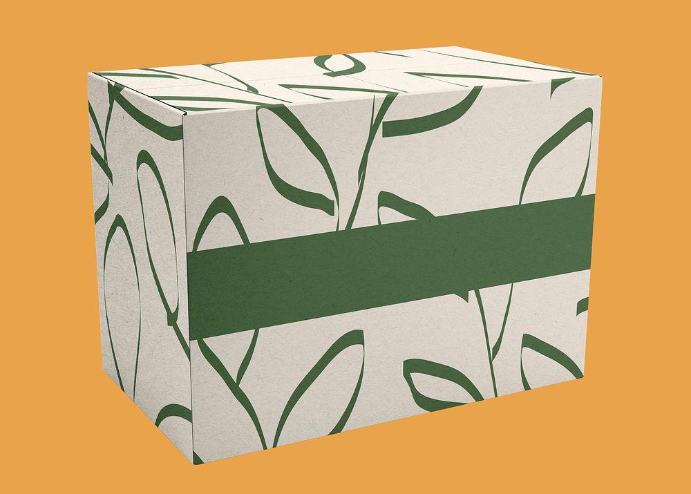 Leafy box mockup, small business packaging design psd