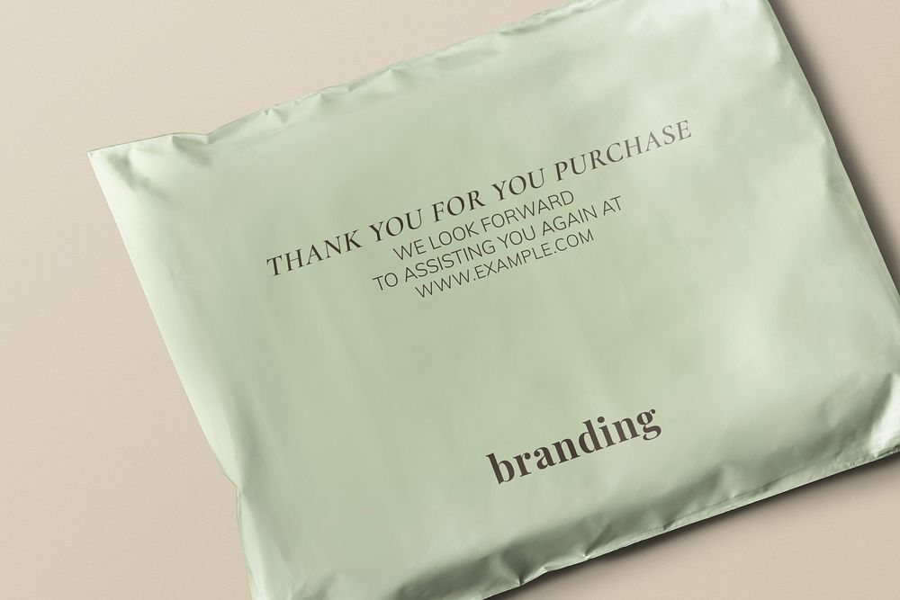 Green mailing bag, minimal packaging for brands psd