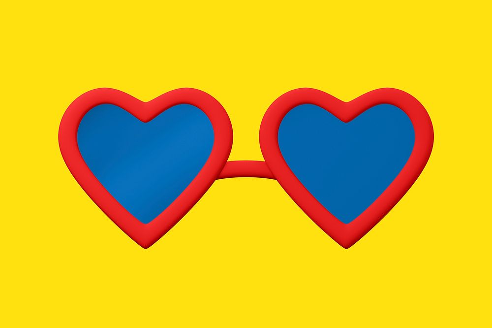 Red heart sunglasses, 3D object illustration