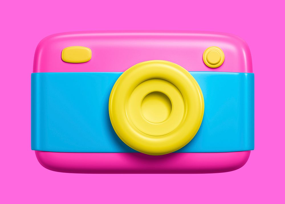 Pink camera, 3D digital device illustration psd