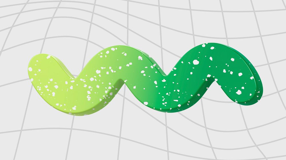 Green wavy shape, 3D geometric illustration
