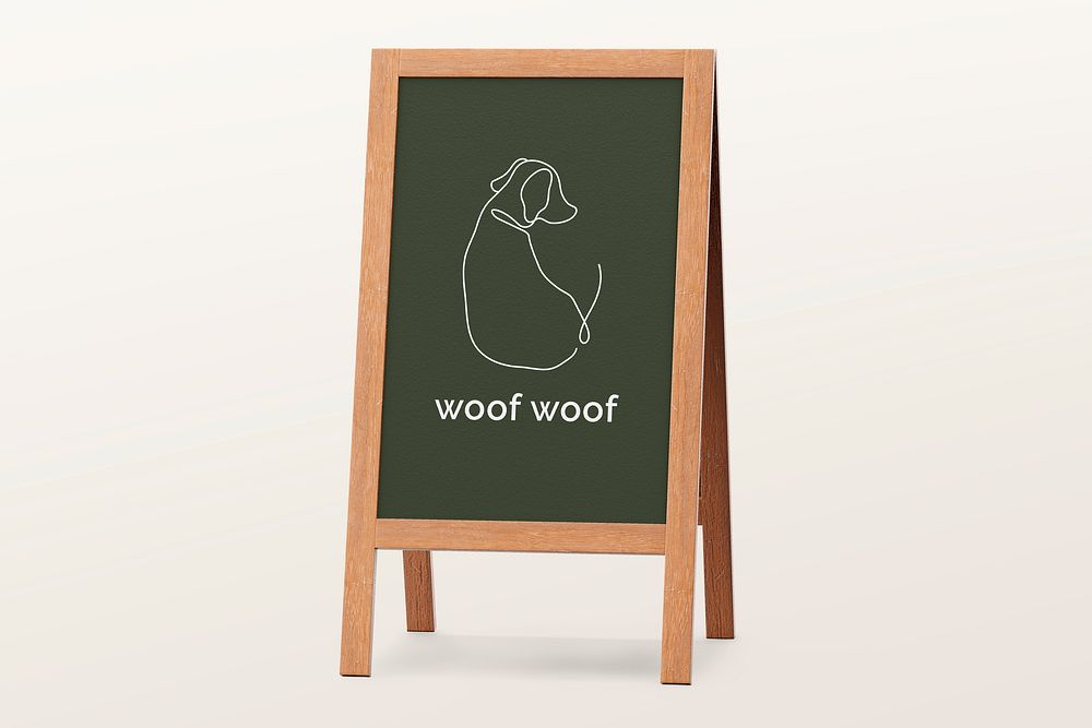 Foldable a-frame sign mockup, pet shop logo psd