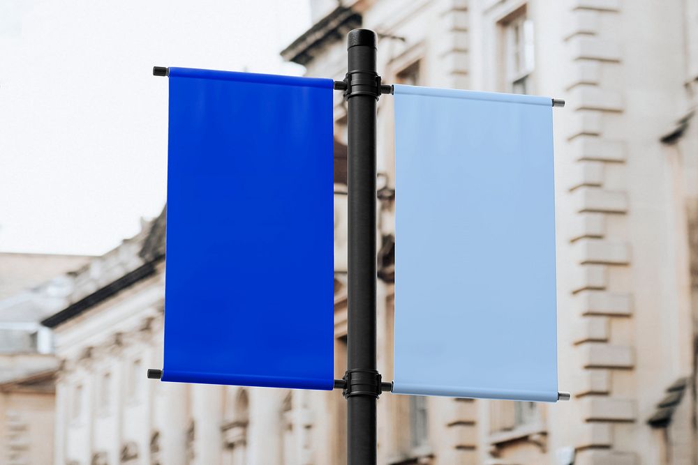 Blue 3D vinyl banner sign