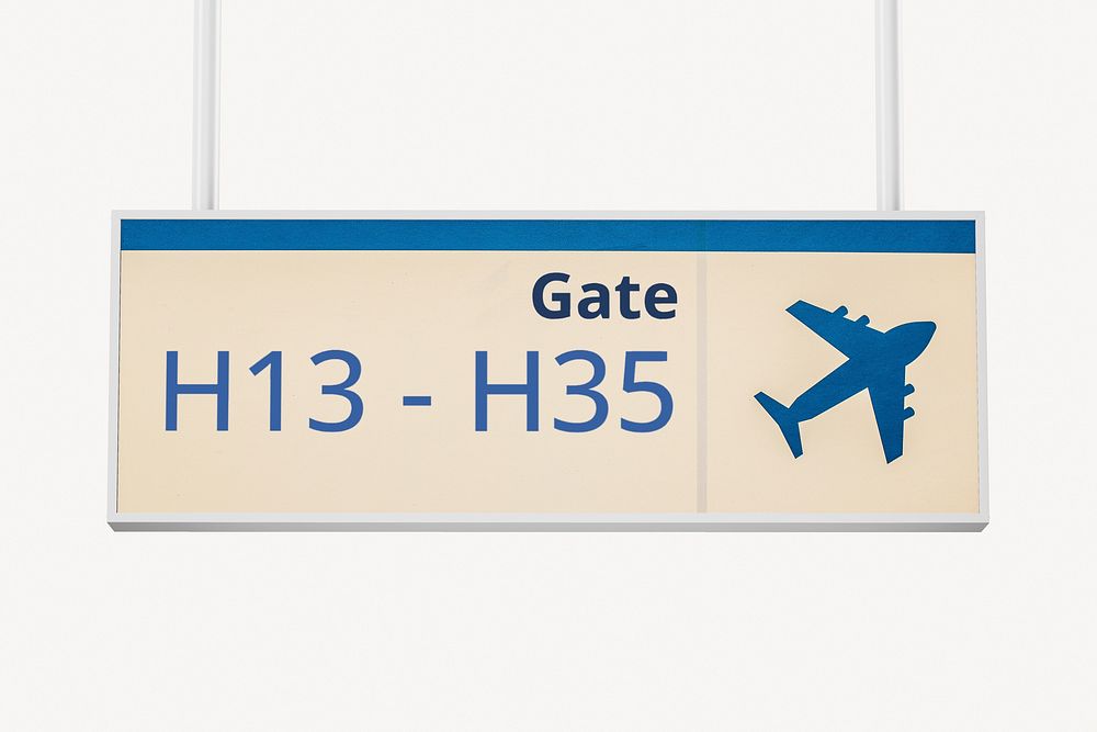 3D airport sign mockup, rectangle shape psd