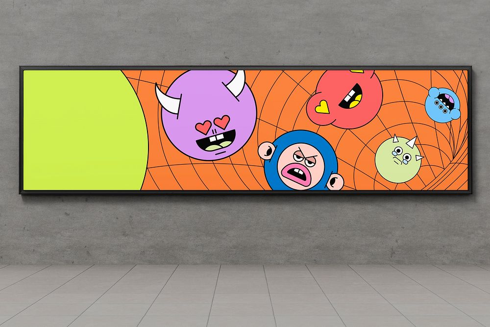 Abstract cartoon metro billboard sign