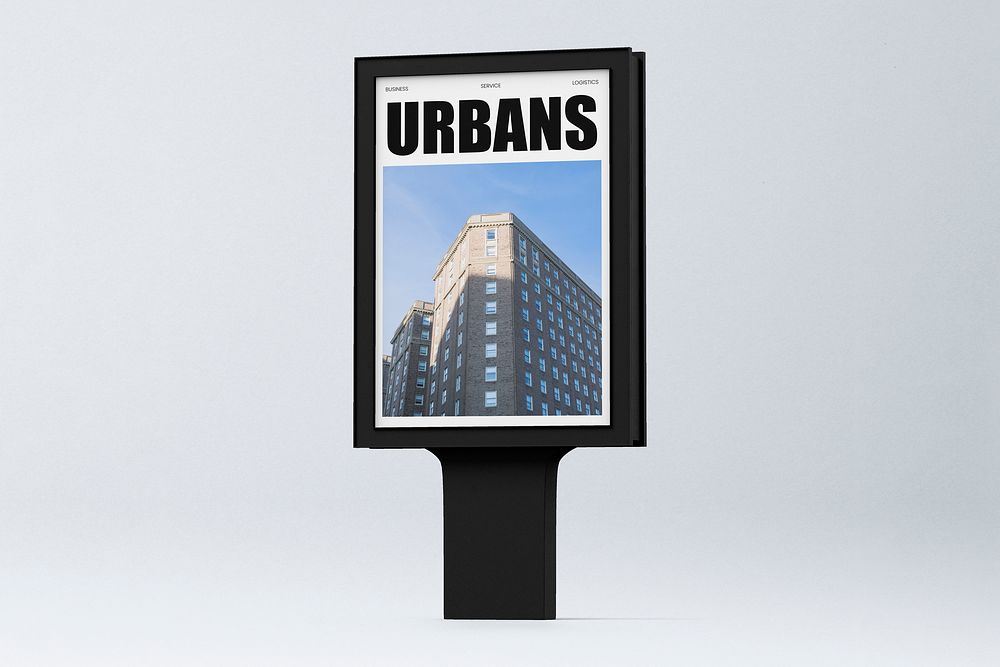 Bus stop advertising sign mockup, 3D rendering psd