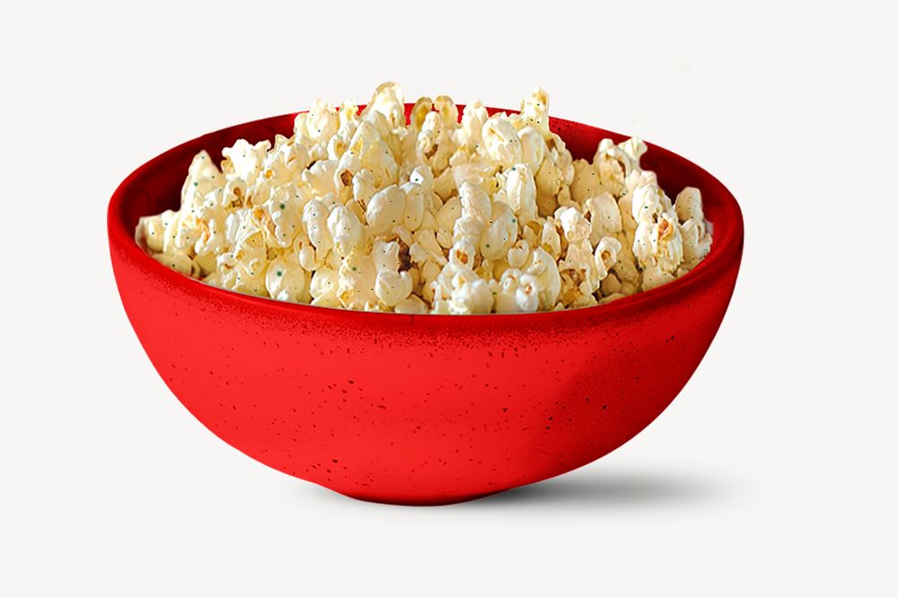 Popcorn bowl, snacks, food psd