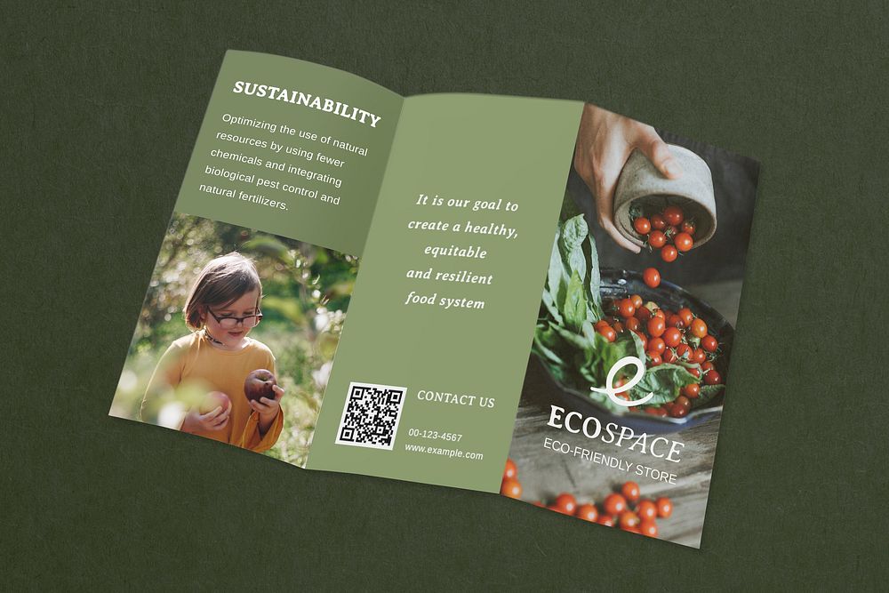 Tri-fold brochure mockup, customizable design psd