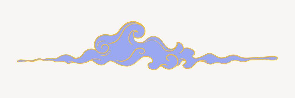 Purple oriental cloud, Japanese weather illustration psd