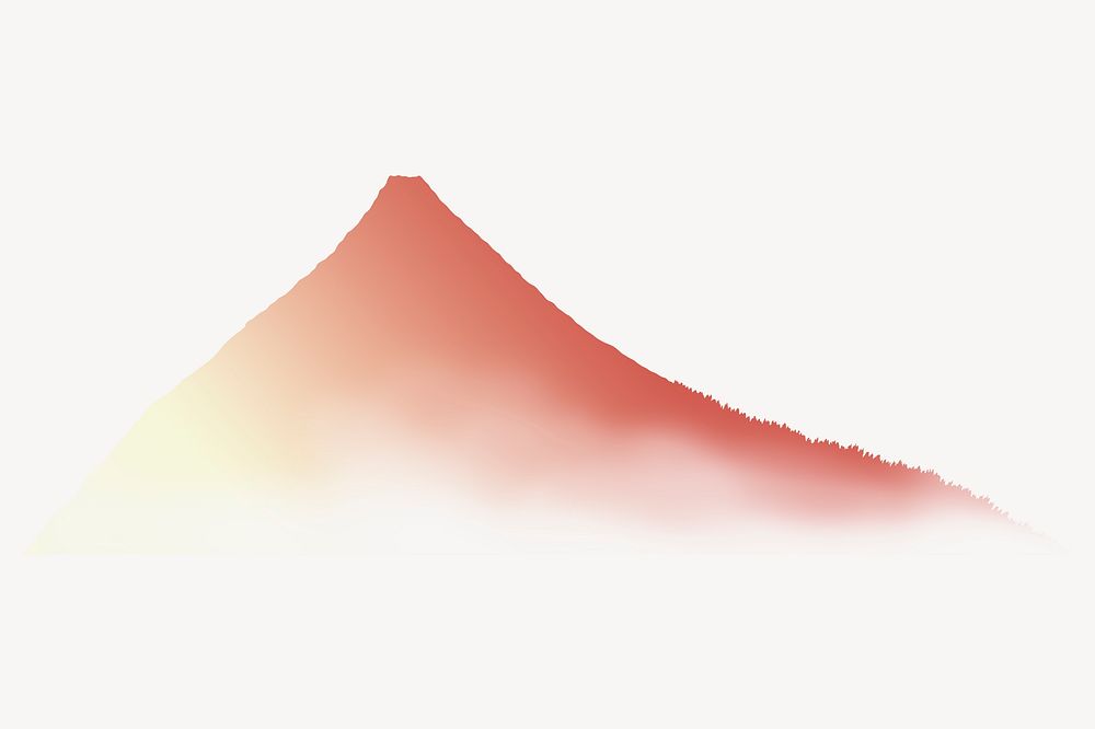 Orange watercolor mountain, gradient nature illustration