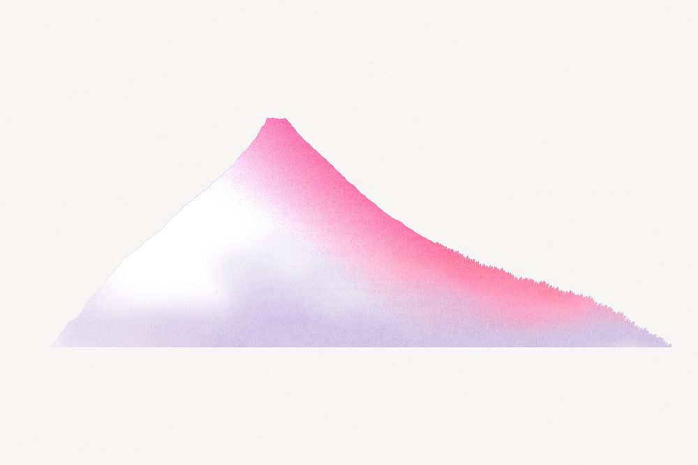 Pink watercolor mountain, gradient nature illustration