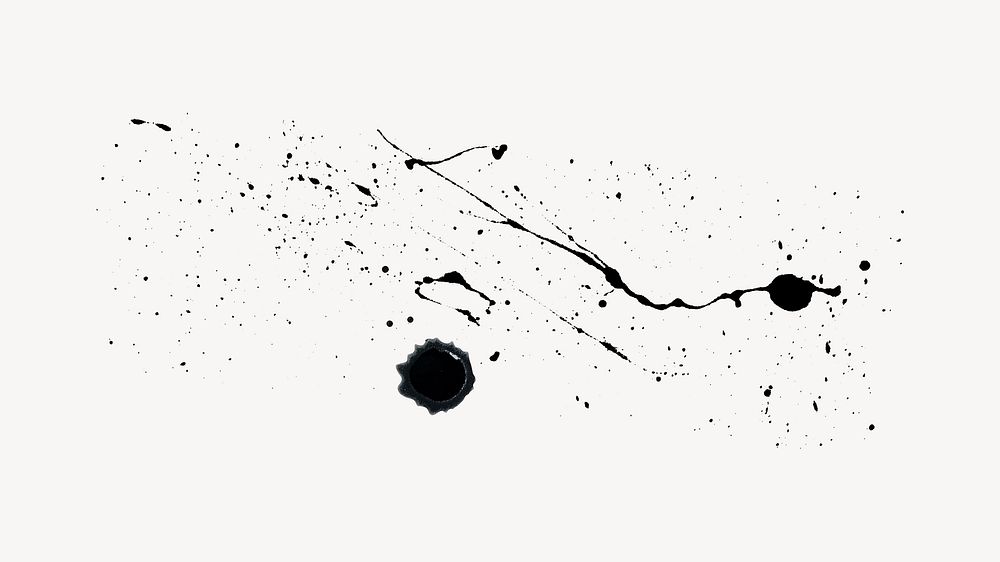 Spilled ink collage element psd