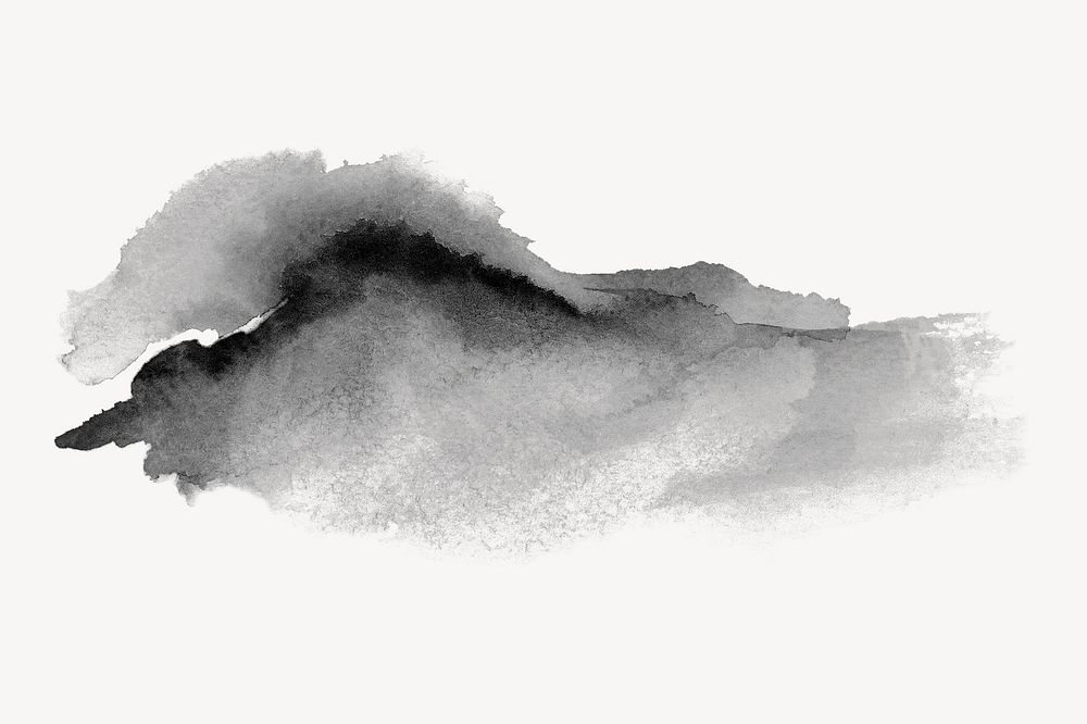 Watercolor mountain, black nature illustration