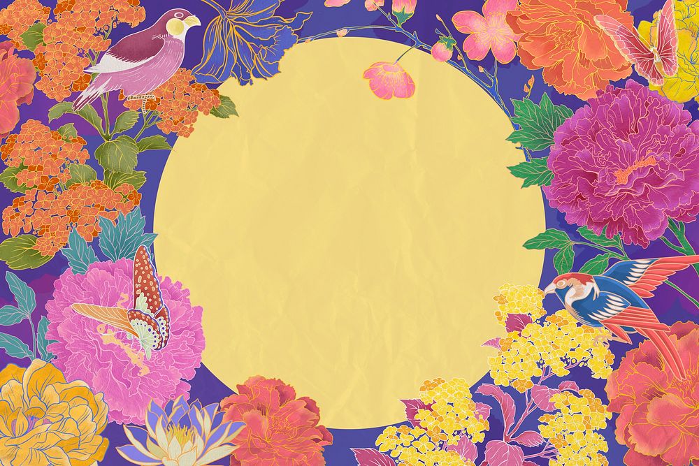 Aesthetic floral background, yellow frame design