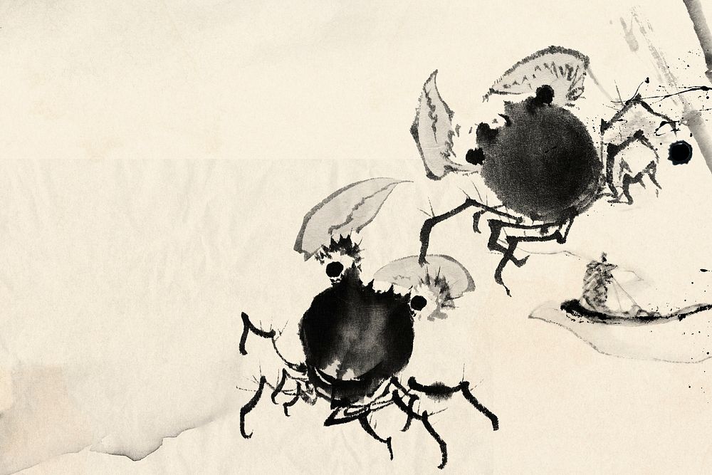 Vintage Japanese crabs background, watercolor design