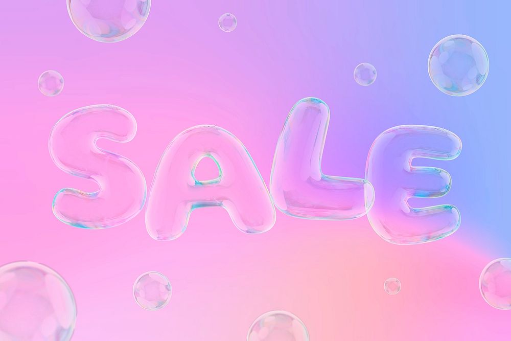 Sale 3D word, transparent balloon design