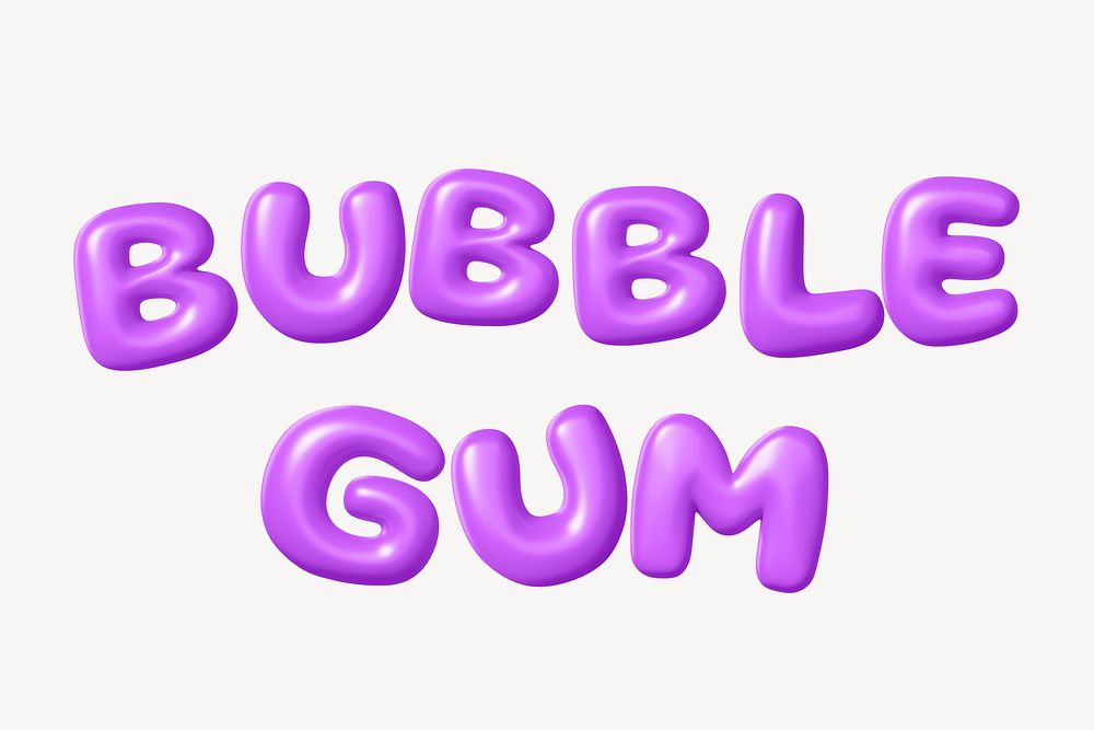 Bubble gum 3D word, purple | Free Photo - rawpixel