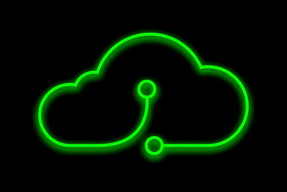 Neon green cloud storage, technology graphic