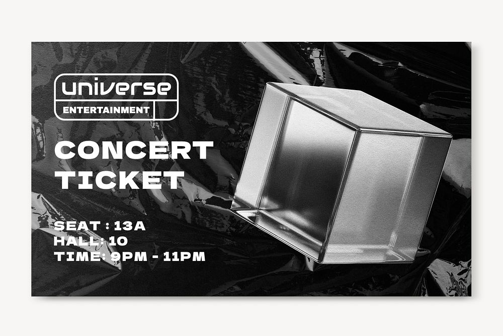 Business card editable mockup, concert ticket design psd