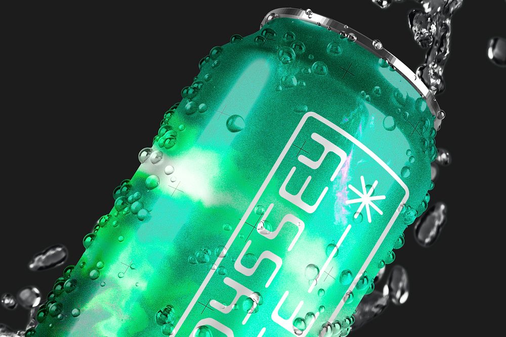 Soda can mockup, editable design  psd