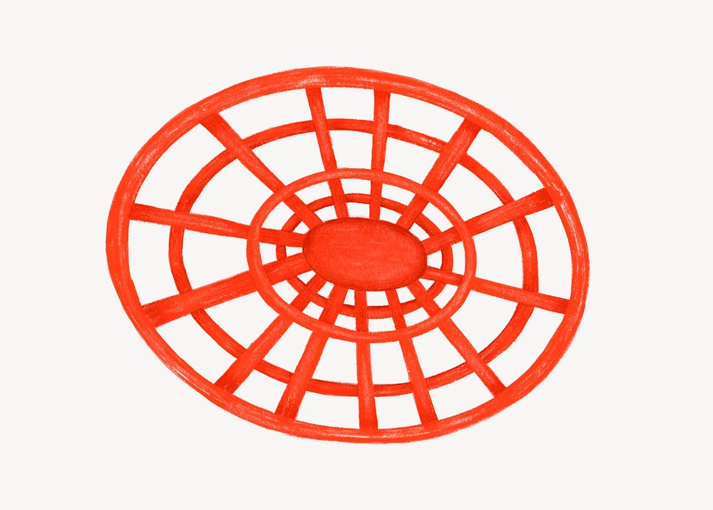 Red basket, food container illustration