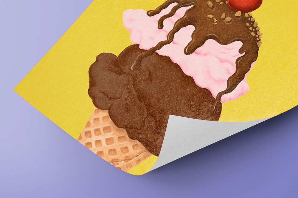Ice-cream cone dessert yellow poster
