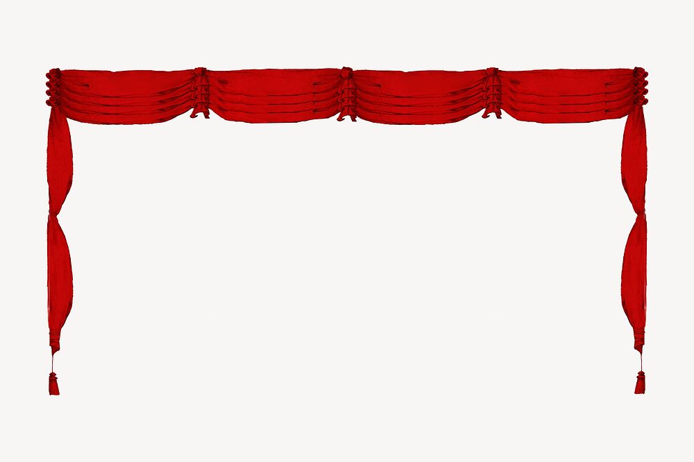 Red theater curtains border frame