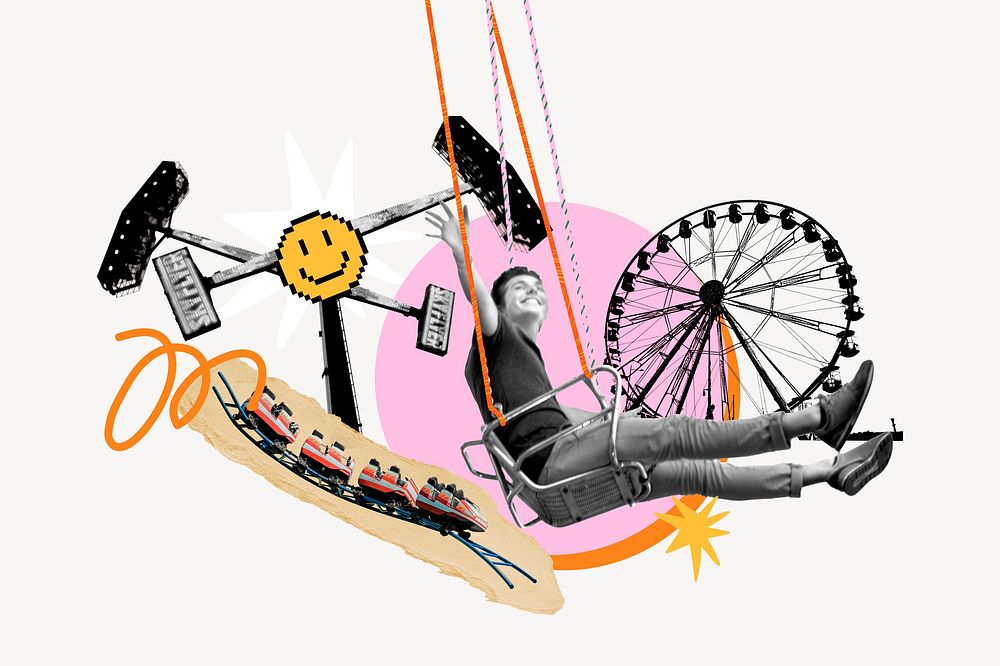 Man on swing, amusement park remix