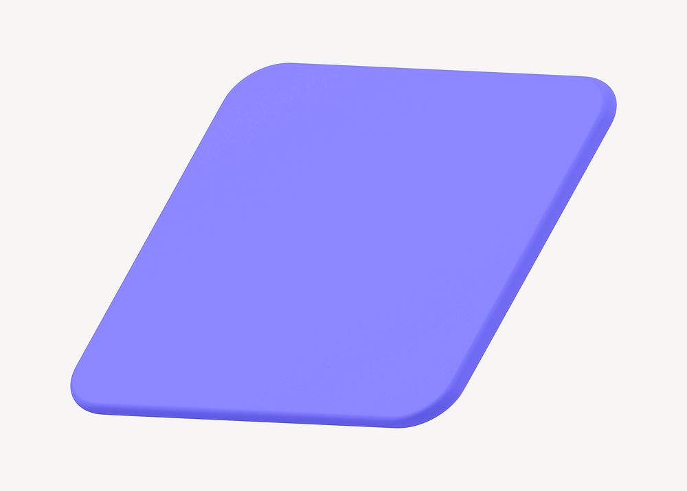 3D parallelogram shape, purple geometric graphic