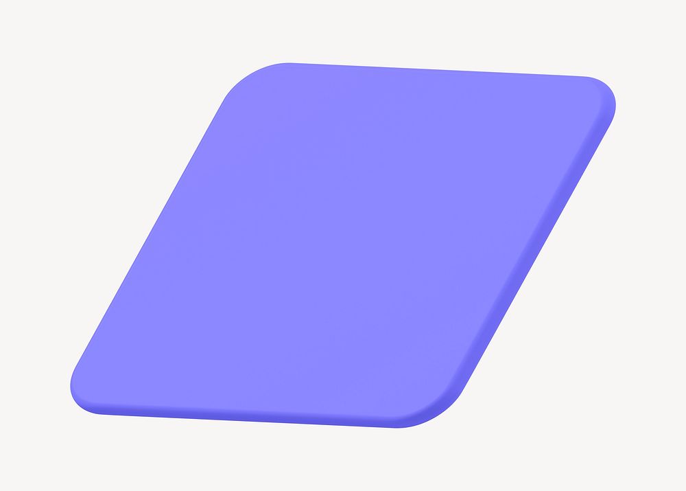 3D parallelogram shape, purple geometric graphic psd