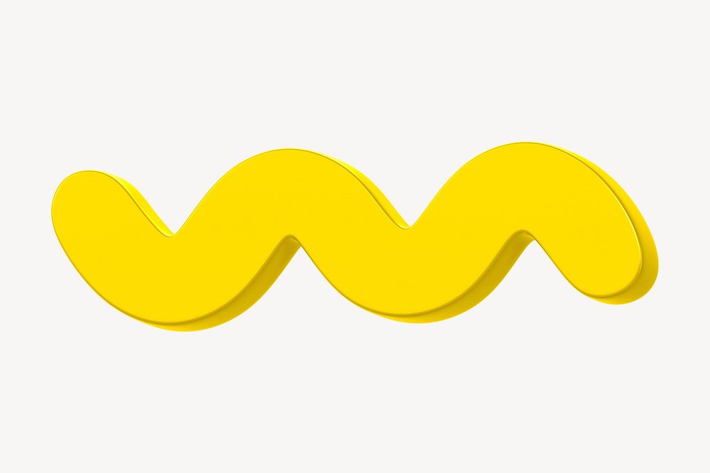 Yellow squiggle 3D geometric   collage element psd